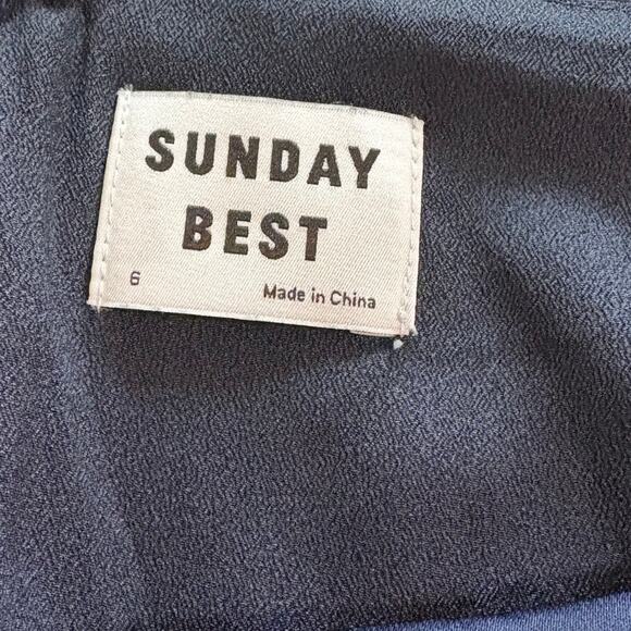 Sunday Best Aritzia Navy Blue Spencer Cowl Neck Satin Slip Mini Dress Size 6 - Picture 4 of 6